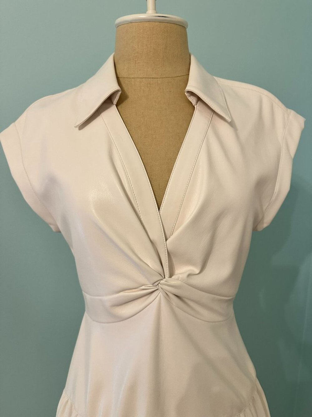 ALICE + OLIVIA Mila Vegan Leather Twist-Front Mini Dress - Picture 5 of 6